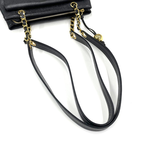 シャネル CHANEL ターンロック キャビアスキン チェーン トート