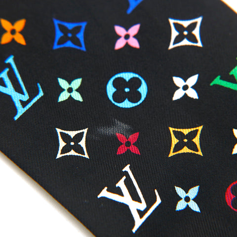 Louis Vuitton LOUIS VUITTON Twilly Monogram Multicolor Scarf Black