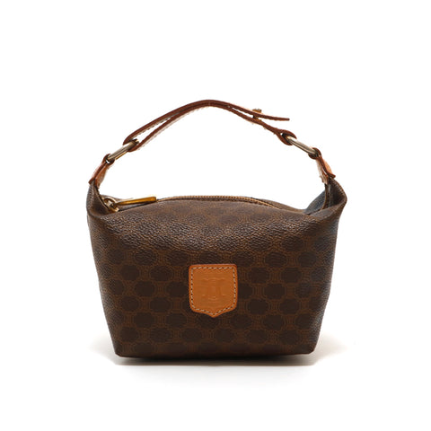 セリーヌ CELINE マカダム バニティ ポーチ ハンドバッグ ブラウン