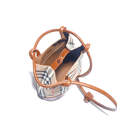 バーバリー BURBERRY ノバチェック レザー 巾着式 ショルダーバッグ