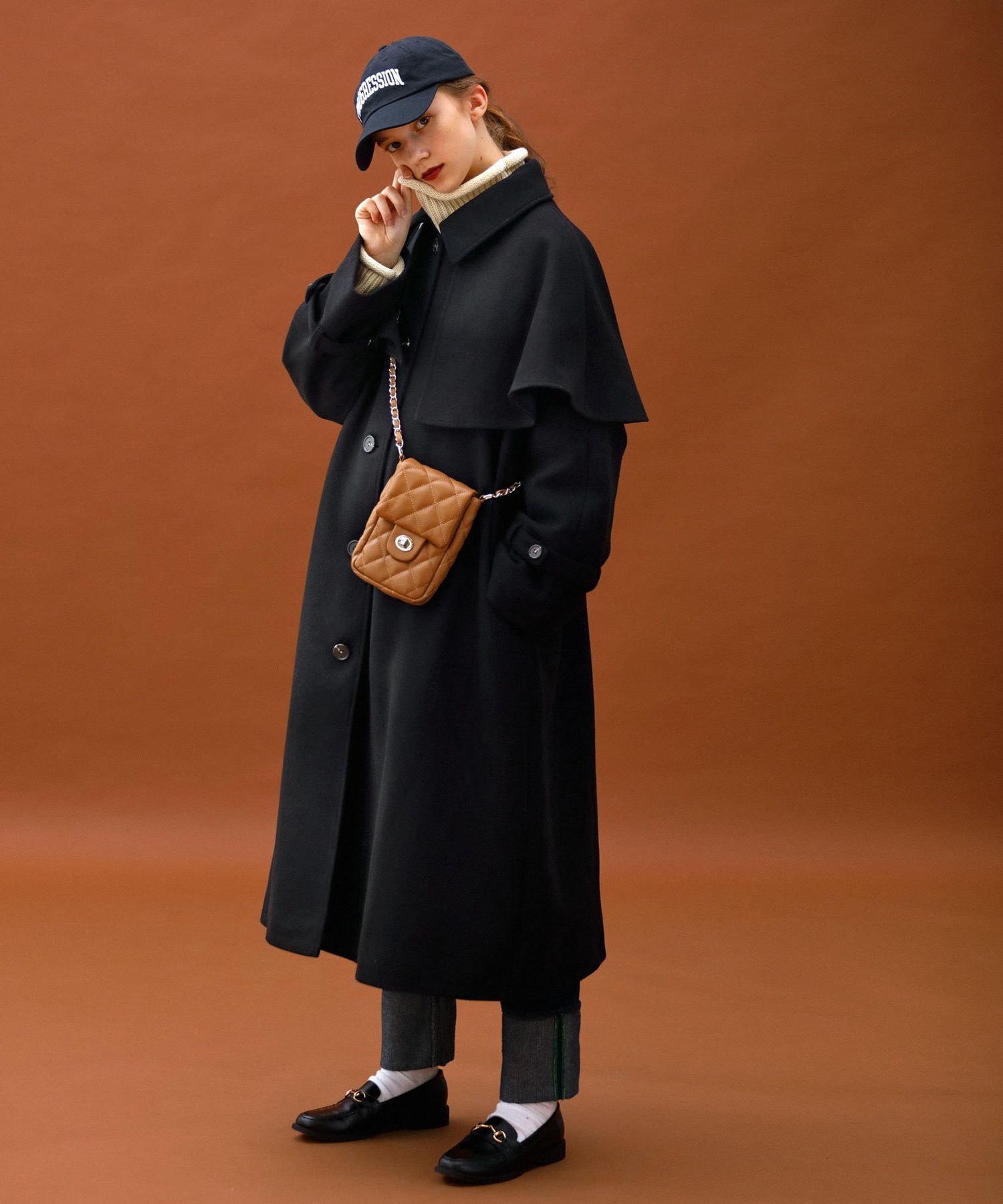 forksy.】マルチウェイウールタッチミリタリーケープコート forksy