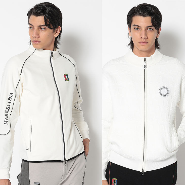 マークアンドロナ パーカー 白 ニット生地 マークアンドロナ パーカー