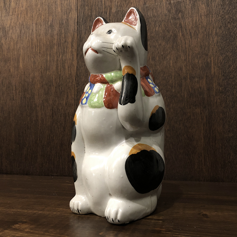 招き猫 古瀬戸 左招 25.5cm 当時物 骨董品 ジャパン アンティーク