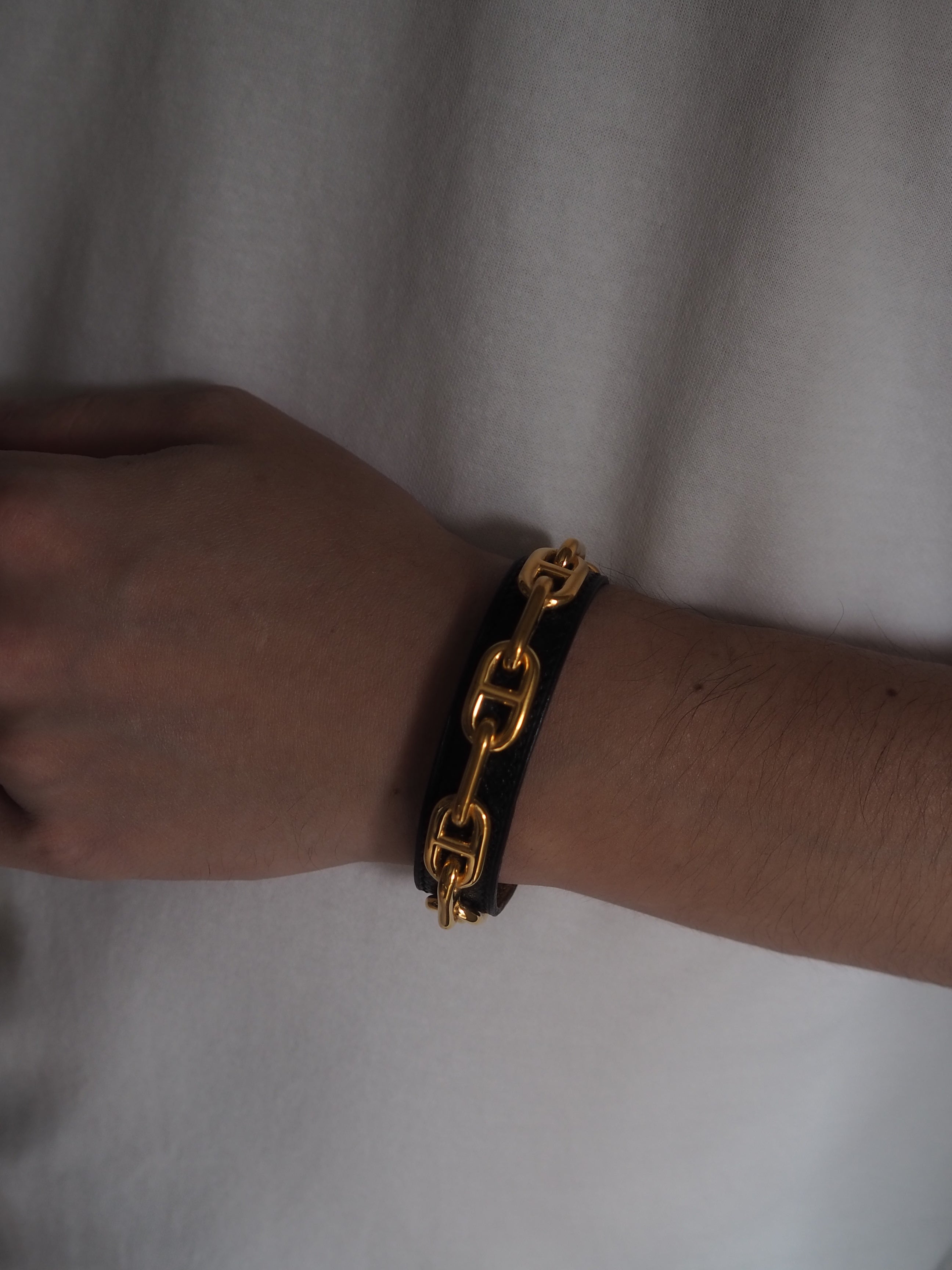 HERMES エルメス シェーヌダンクル バングル ゴールド ブラック