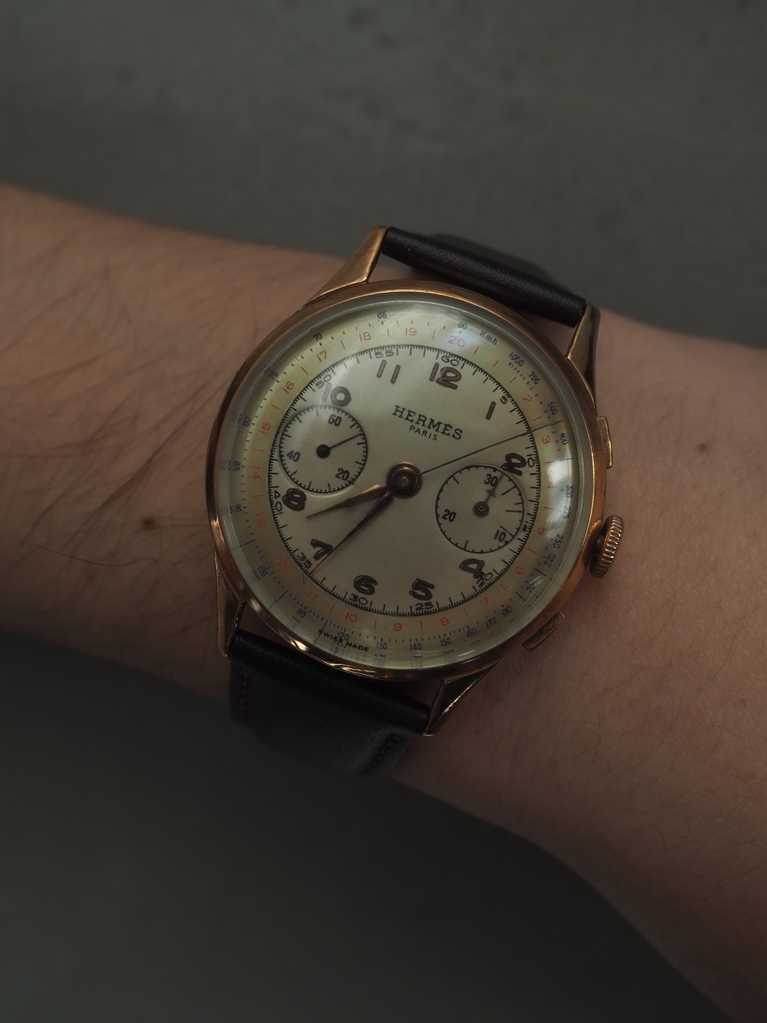 HERMES ヴィンテージ エルメス 手巻き クロノグラフ ウォッチ 腕時計