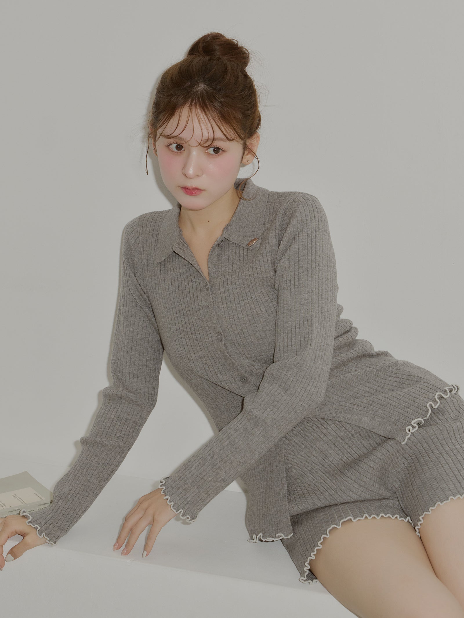 うるちん☆こみ×Olu.】リブニットカーディガン