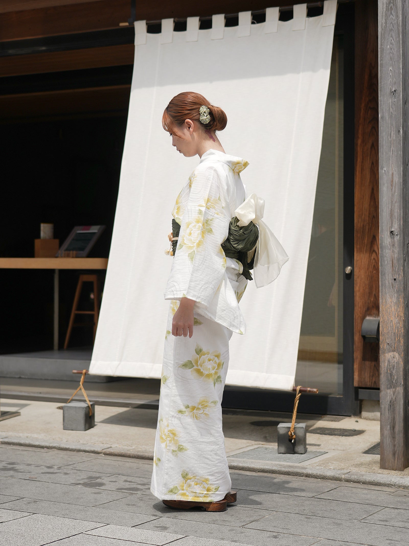 オリジナル牡丹柄浴衣＆帯セット