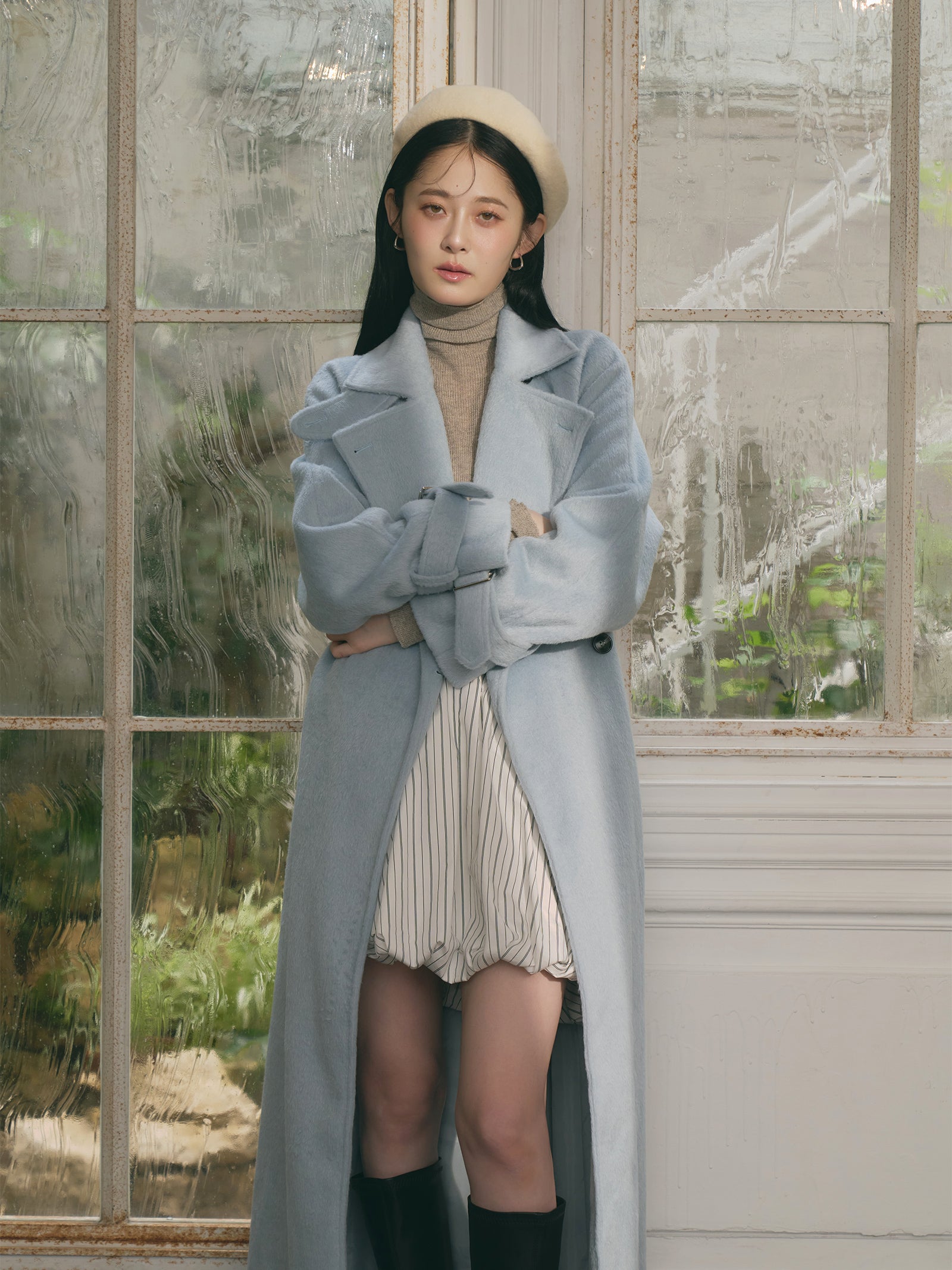 ダブルシャギーロングコート