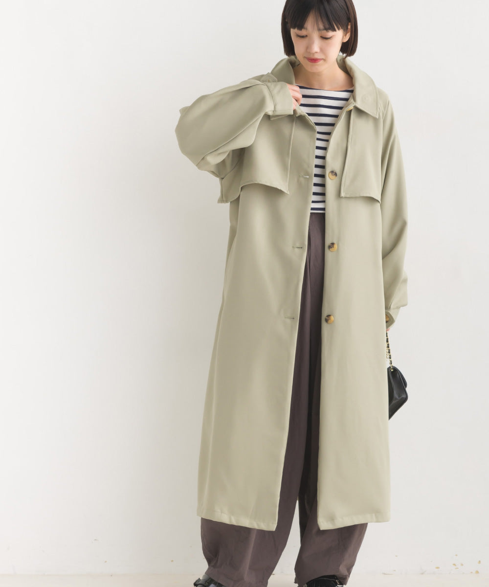 hbA】【OMNES】2WAYカラー ボリュームスリーブトレンチコート【1522-7086】