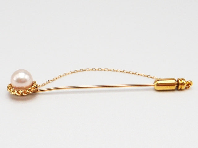 豪華!!18金☆アコヤ真珠 ピンブローチ☆総重量2.4g☆K18刻印有☆パール