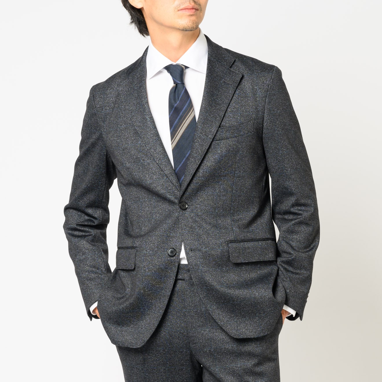 トラベラージャージー / セットアップジャケット チャコールチェック