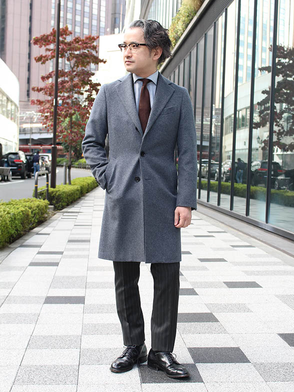 テーラーズC カシミヤ100% シングルチェスターコート グレー | ONLY