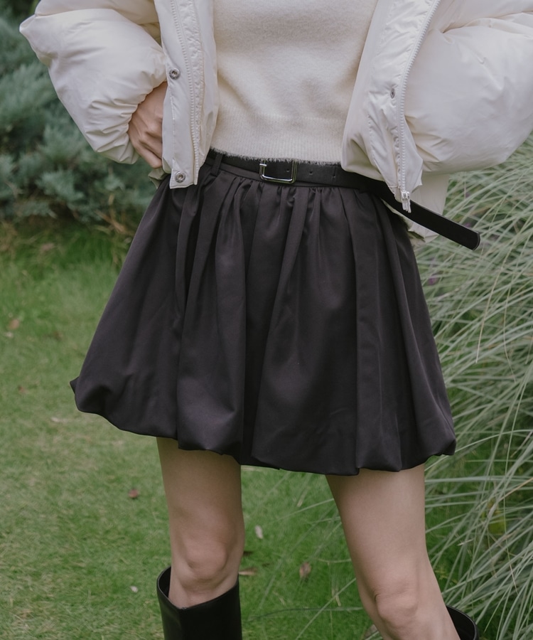 ベルト付きバルーンミニスカート(M BLACK): スカート｜PMbox P&M