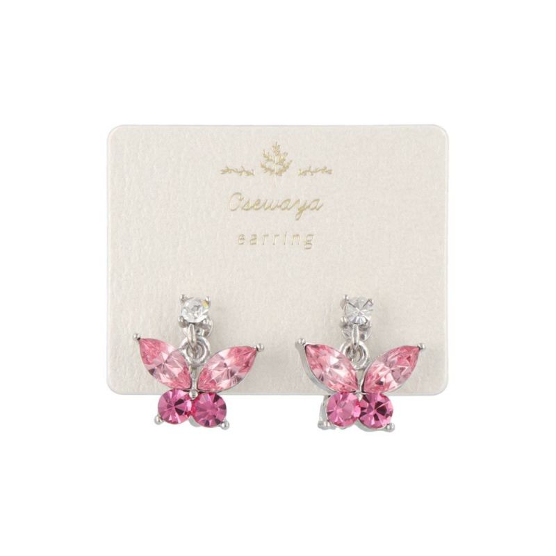 イヤリング 蝶 バタフライ ガラス ネジバネ式イヤリング – OSEWAYA