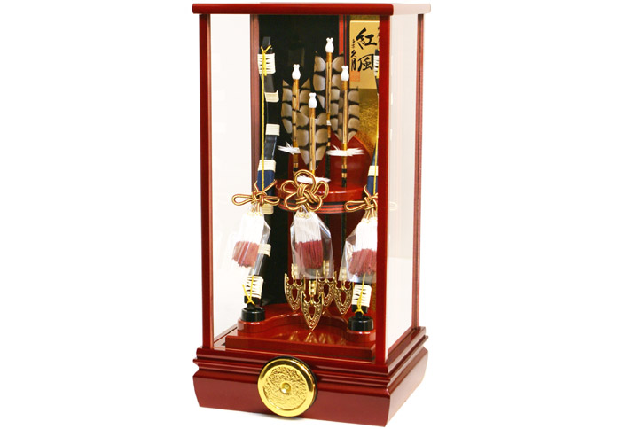 破魔弓】久月作 家紋入れ「紅風」ケース飾り 352413