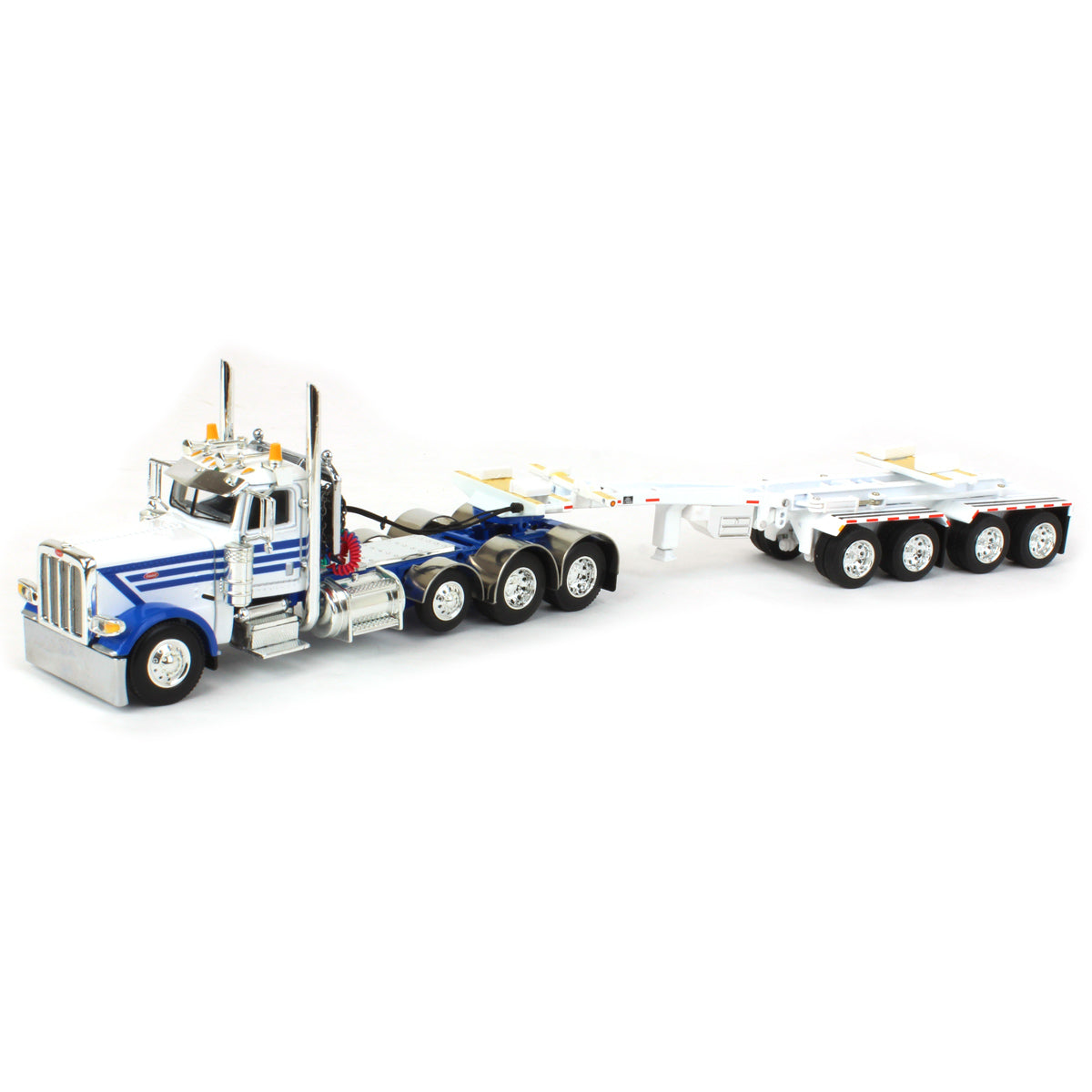 1/64 White/Blue Peterbilt 389 Semi Truck with ERMC Hydra-Steer