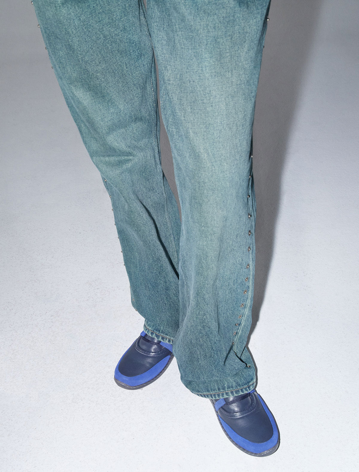 0005KM-Blue sport-style flat ballerina with a rubber sole – paloma