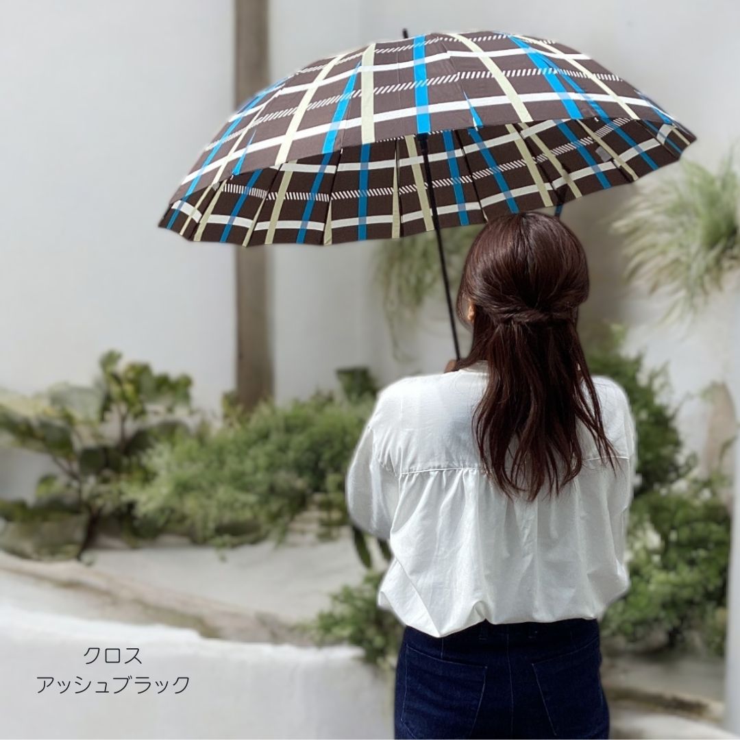 16本骨 ジャンプ式 長傘 無地 レディース 58cm 名入れ刺繍可 ギフト