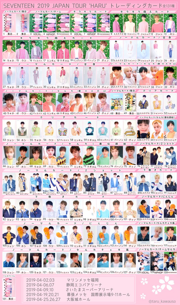 Seventeen 2019 Japan Tour Haru Trading Card set Cr. taru_kawauso