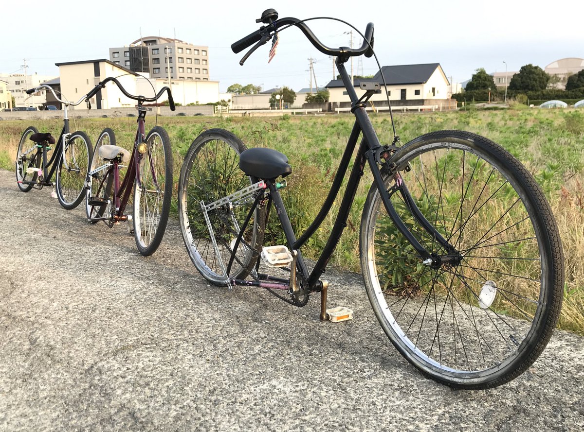 車高を落としたママチャリがなんと3台！！ シャコタンチャリ3台は迫力