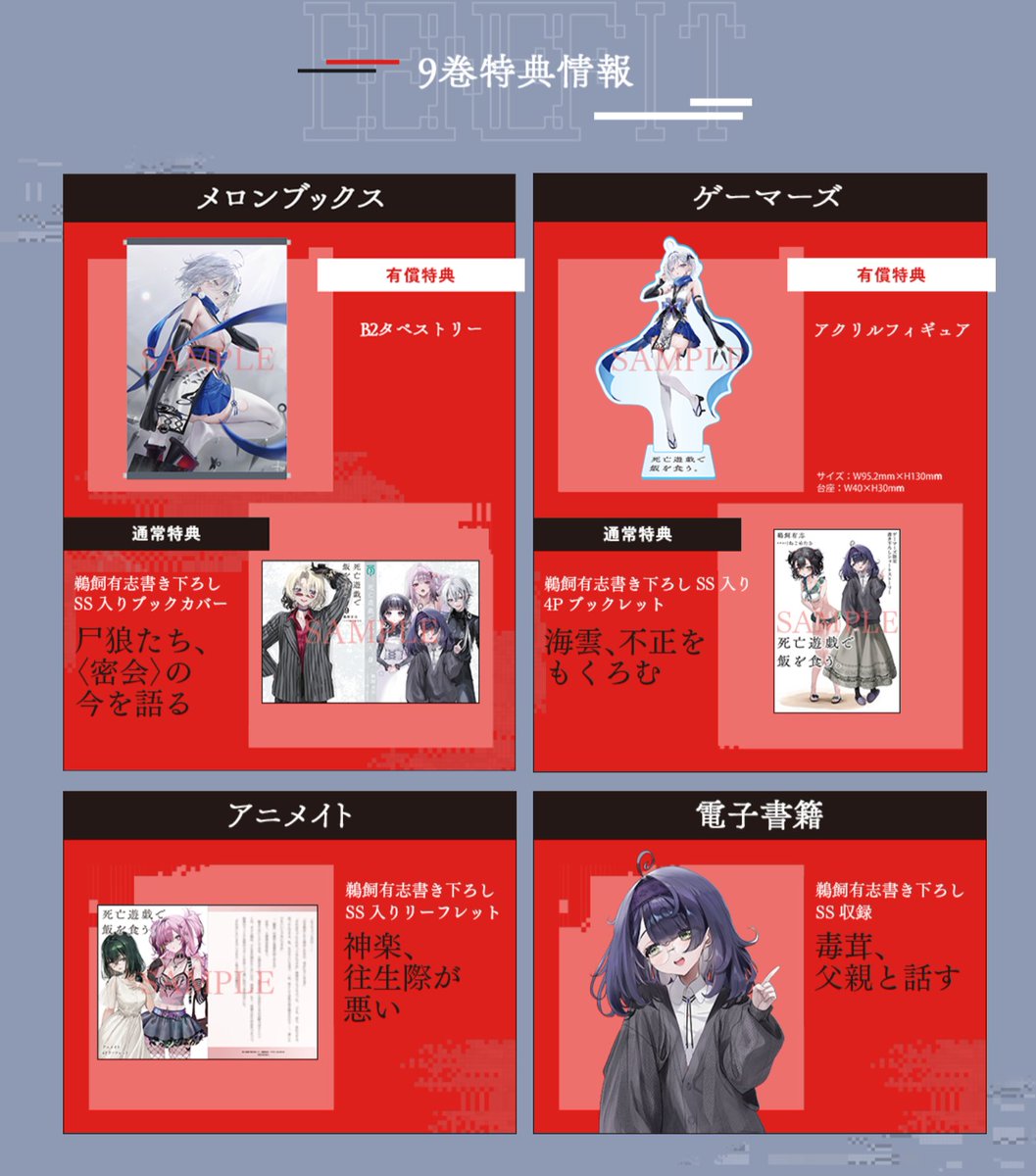 小説『死亡遊戯で飯を食う。』9巻特典情報 ＼ 【メロンブックス】 有償