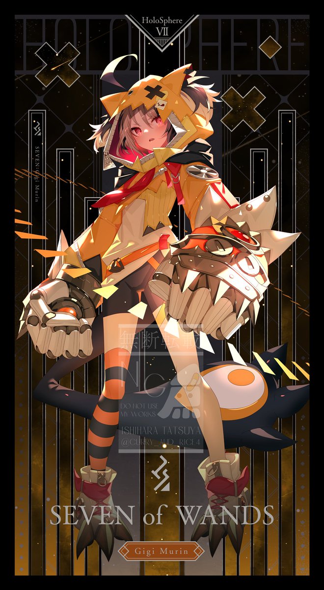 タロットカードシリーズ 29/78】 SEVEN of WANDS Gigi Murin👧 (※立ち