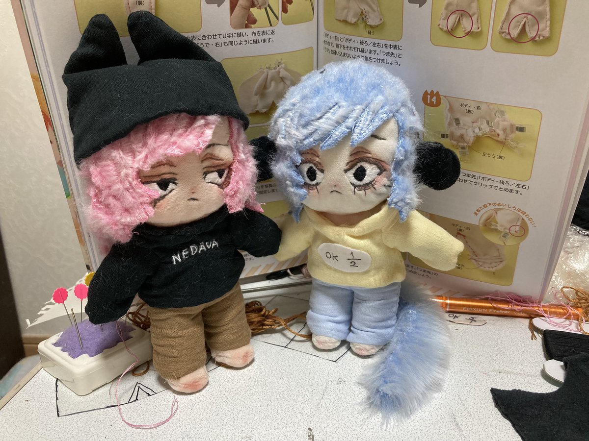 ランフレンより、ニェンと二ョンのぬい作りました🐈⸒⸒⸒⸒ 服も帽子