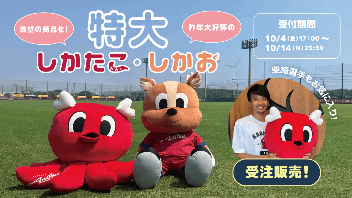 しかたこ・しかお特大ぬいぐるみ／ #antlers #鹿島アントラーズ 本日10