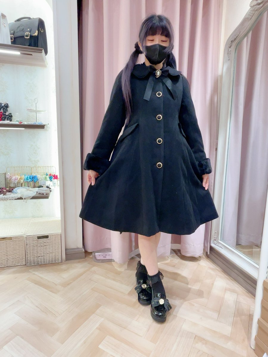 ꫛꫀꪝ Antique Dollケープロングコート ネイビー/ブラック/アイボリー