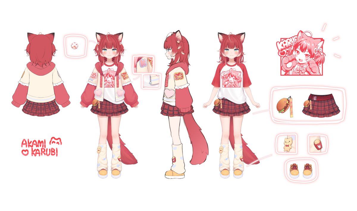 かるび新衣装 の三面図です🥩🍔🍟