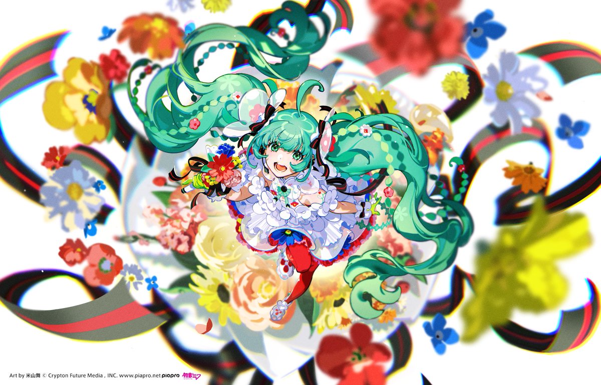 初音ミク 複製原画 米山舞 初音ミク A3キャラファイングラフ Art by