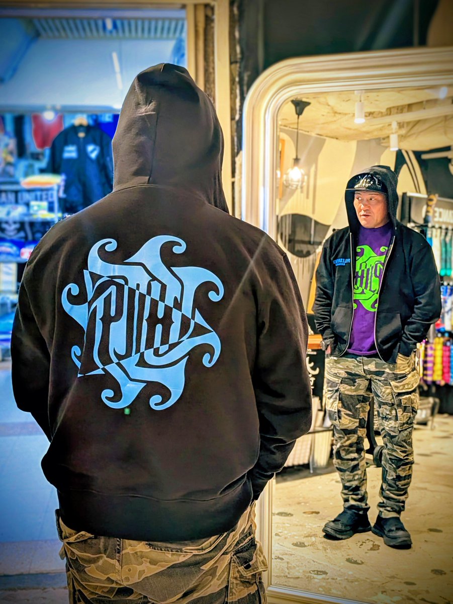 パイルドライバー原宿】 2026 PLAY ZIP Hoodie 10oz ブラックxソラ S