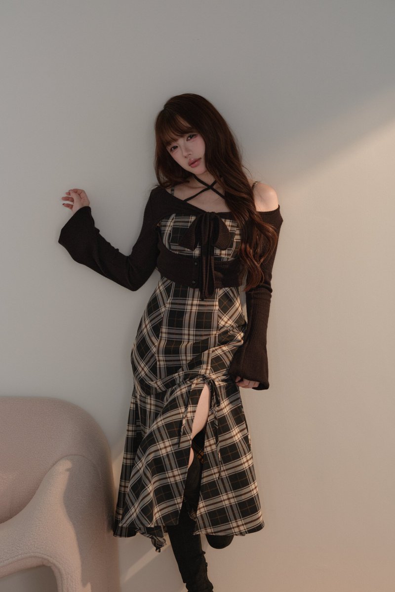 リボンファーボレロ×チェックロングワンピ 発売日：2/28（土）20:00