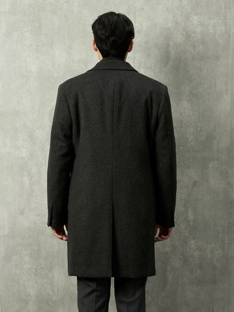 L．グレー カシミヤ混 ウールビーバー生地 チェスターコート ライト