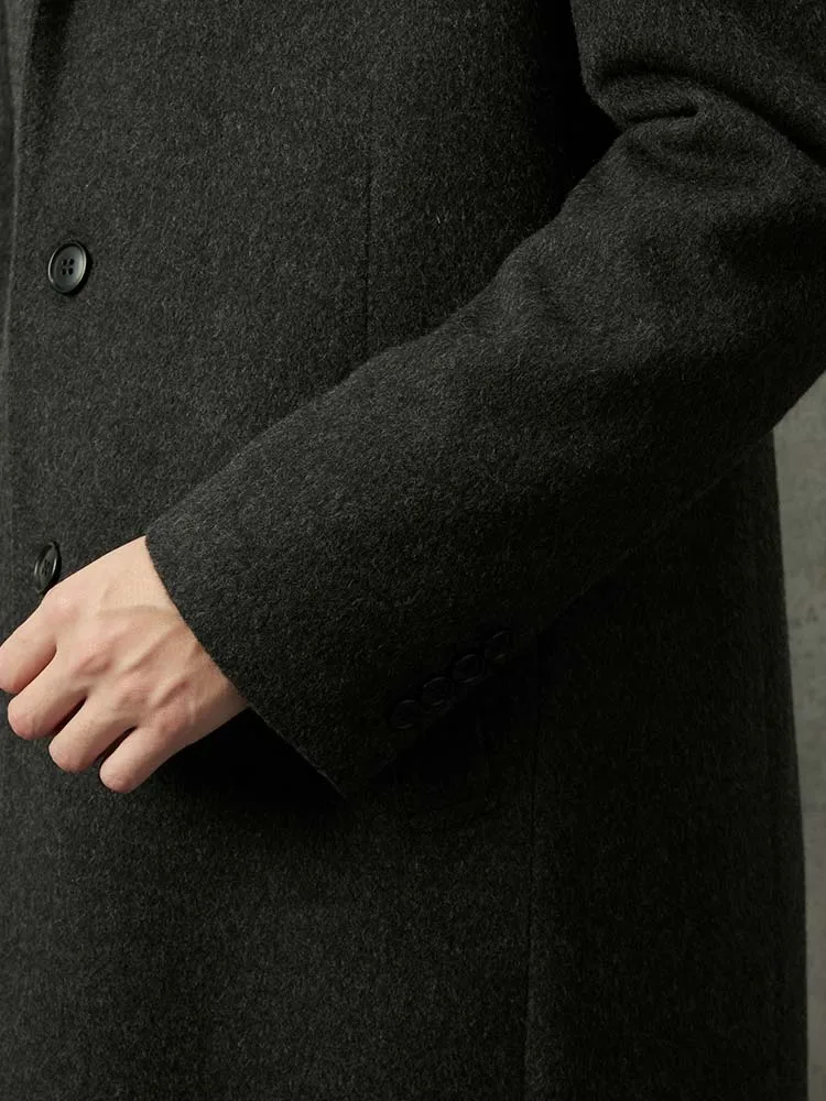 L．グレー カシミヤ混 ウールビーバー生地 チェスターコート ライト