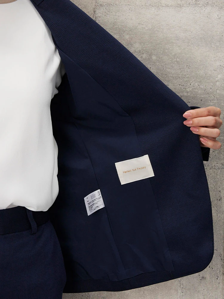 ネイビー テーラードジャケット チェック柄 グレー/ブラウン/ネイビー