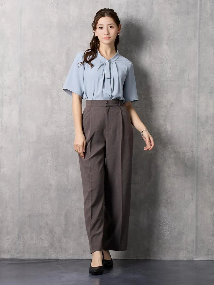 D．ブラウン サッカー調 グレンチェックスーツ ワイドパンツ