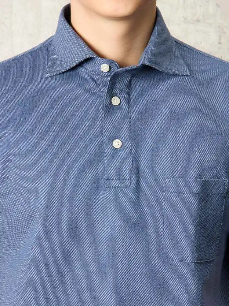 ネイビー 鹿の子ドット柄 ポロシャツ ブラック/ブルー/ネイビー | P.S.