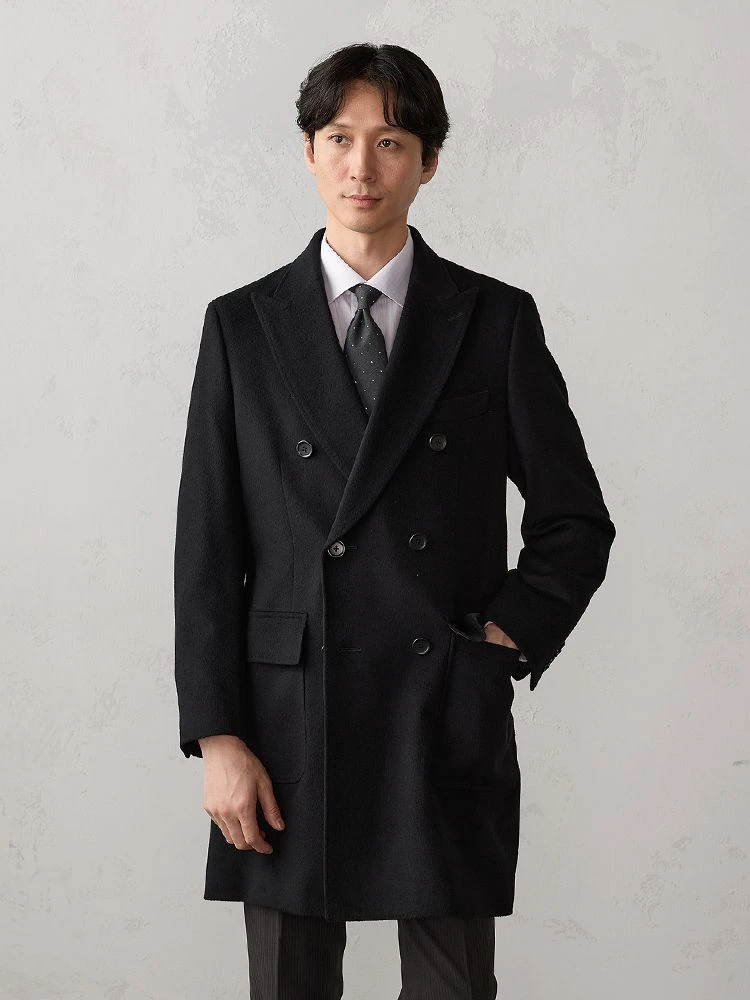 ウール100％ ダブルチェスターコート ブラック | P.S.FA公式通販