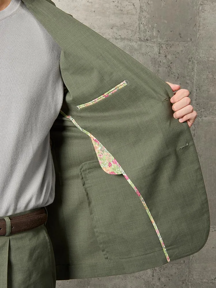 TRANS CONTINENTS リネン混シングルスーツ SOLOTEX カーキ | P.S.FA