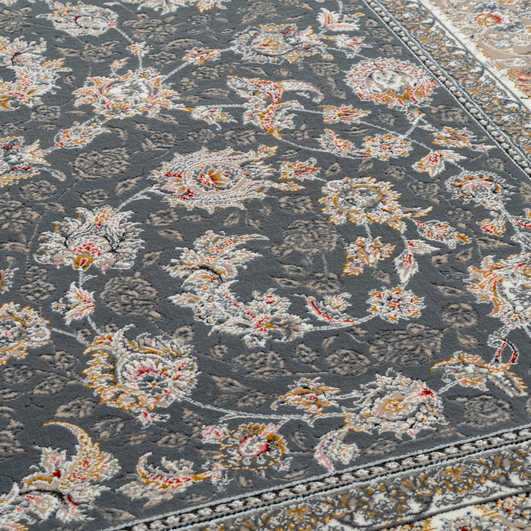 バーラン柄 シルバーグレー色 ペルシャカーペット ラグ ラグサイズ 150