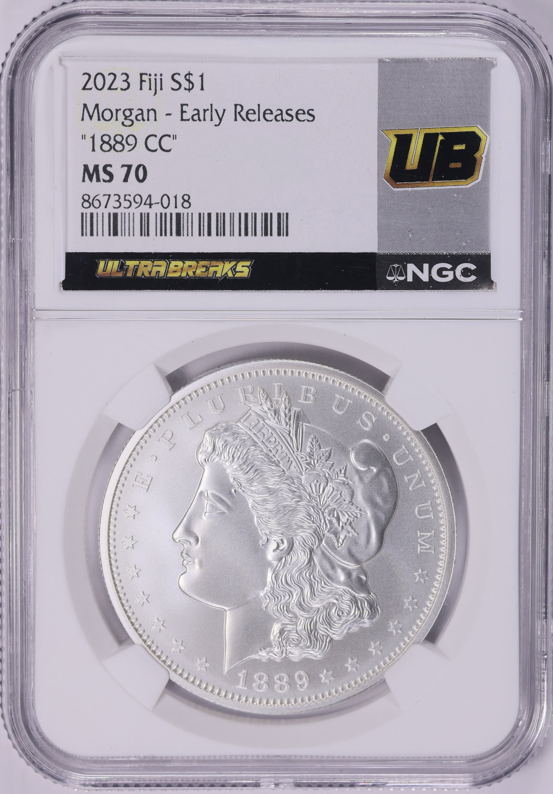 Fiji 2023 Silver Dollar 1889-CC Morgan Early Releases NGC MS-70
