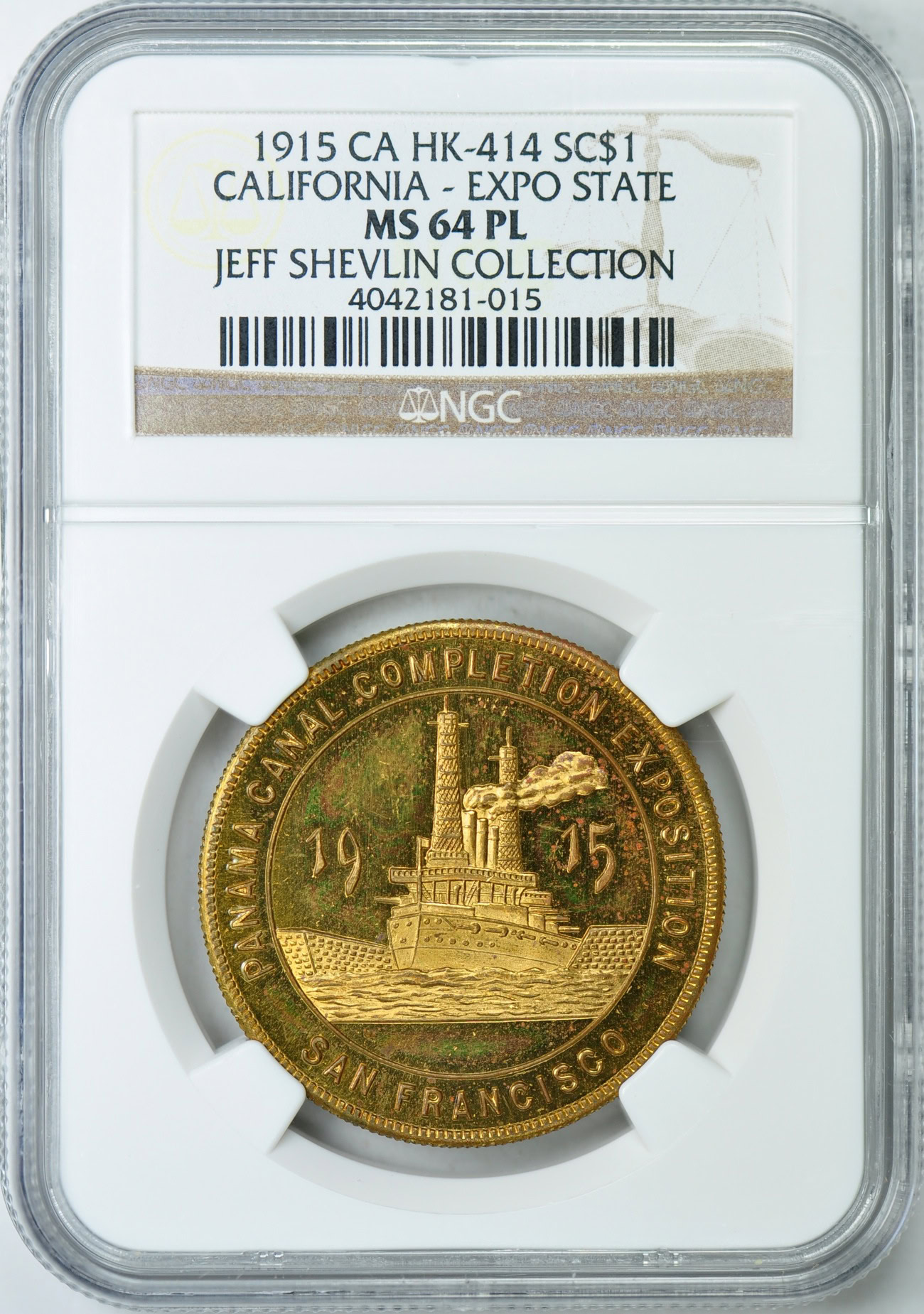 California Exposition State 1915-CA SC$1 HK-414 NGC MS-64 PL Jeff