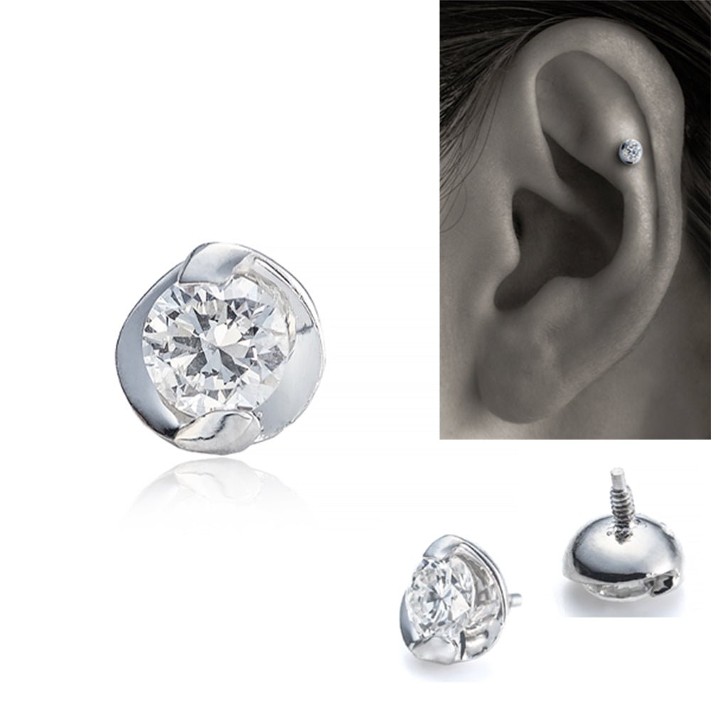 K18 プラチナ ダイヤモンド │ 2点留めダイヤモンド アンテナ