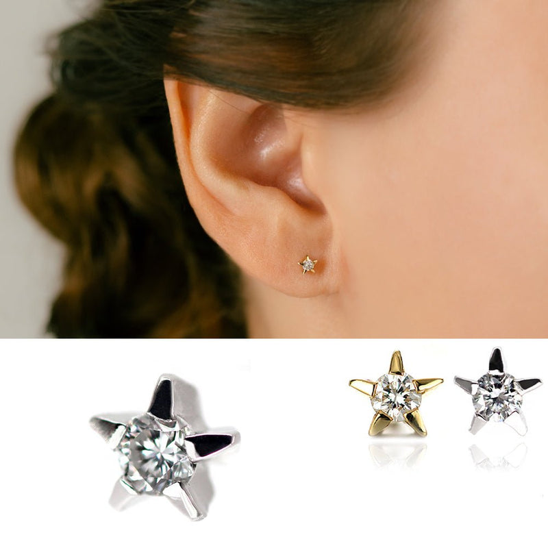 K18 プラチナ ダイヤモンドスター(星)モチーフ 軟骨ピアス・ボディ