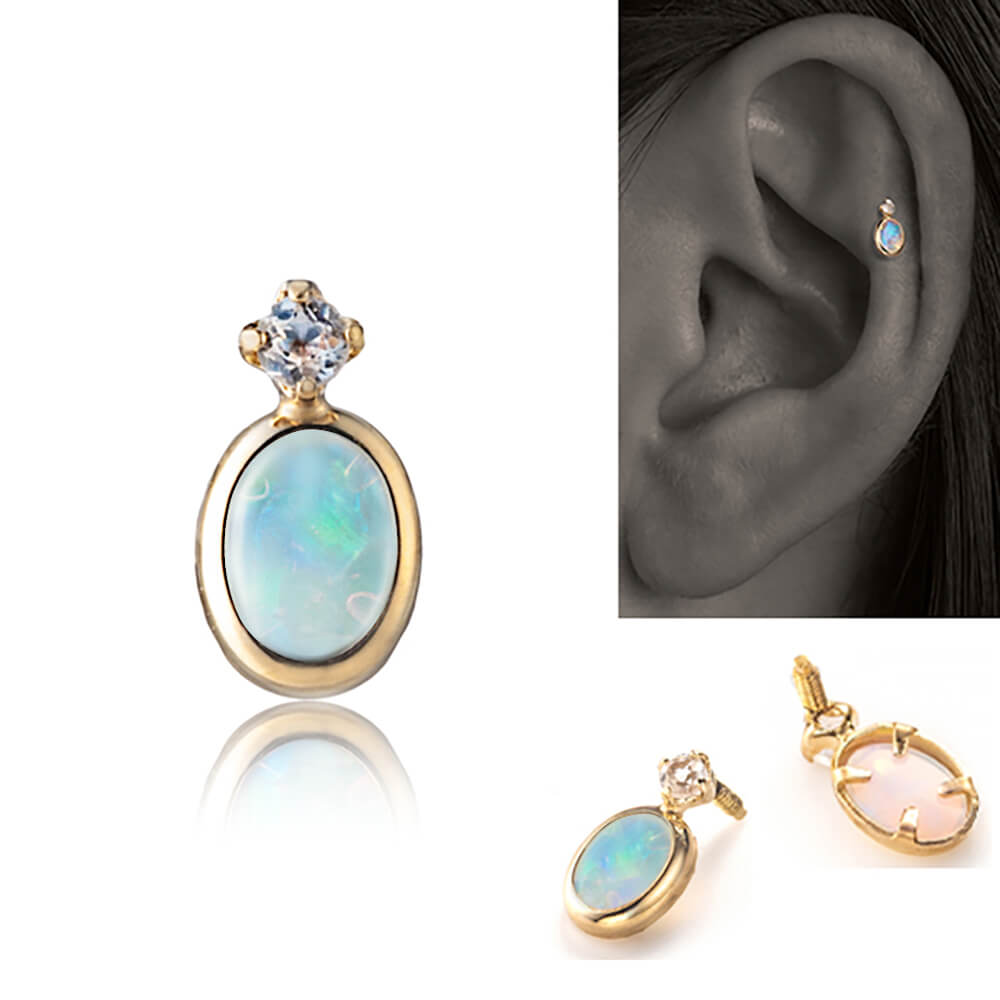 オパールの遊色を軟骨で│K10オパール 軟骨ピアス – PICOLLET