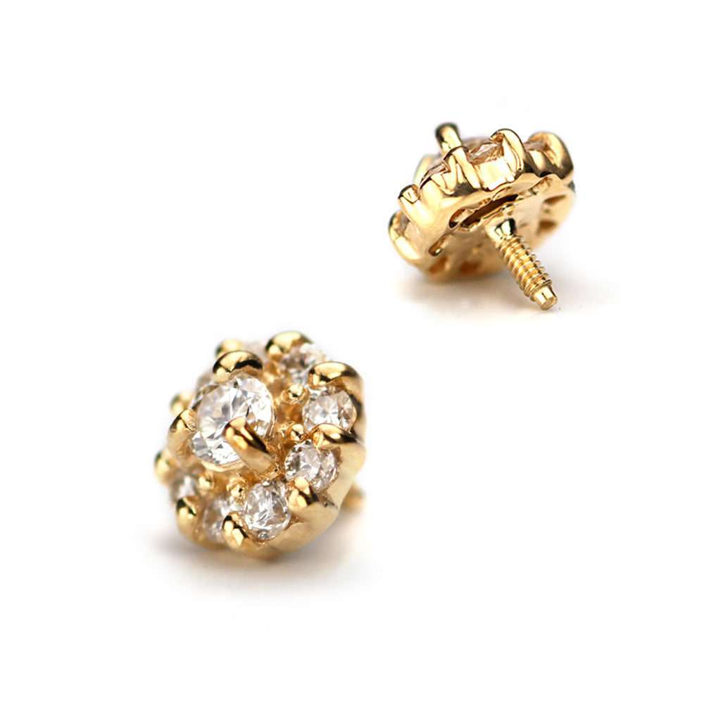 K18ダイヤモンド可愛いフラワーモチーフ軟骨ピアス・ボディピアス