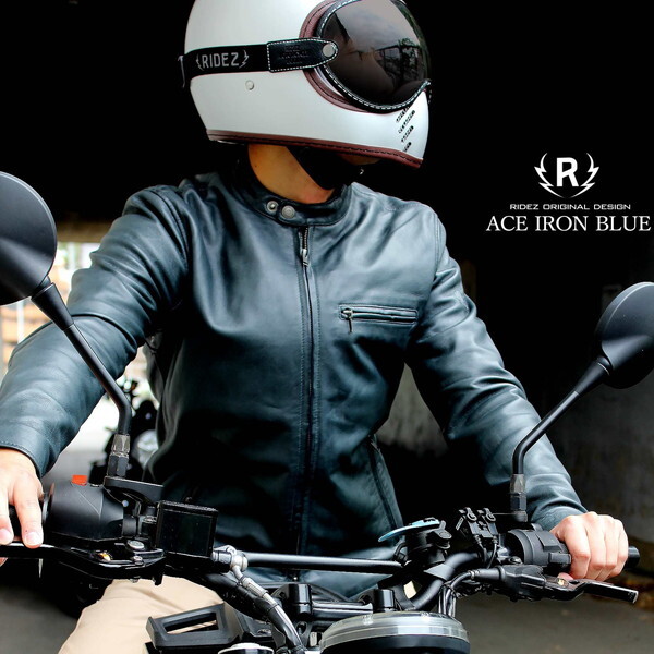 RIDEZ ACE JACKET IRON BLUE XL RLJ110 [シングルライダースジャケット