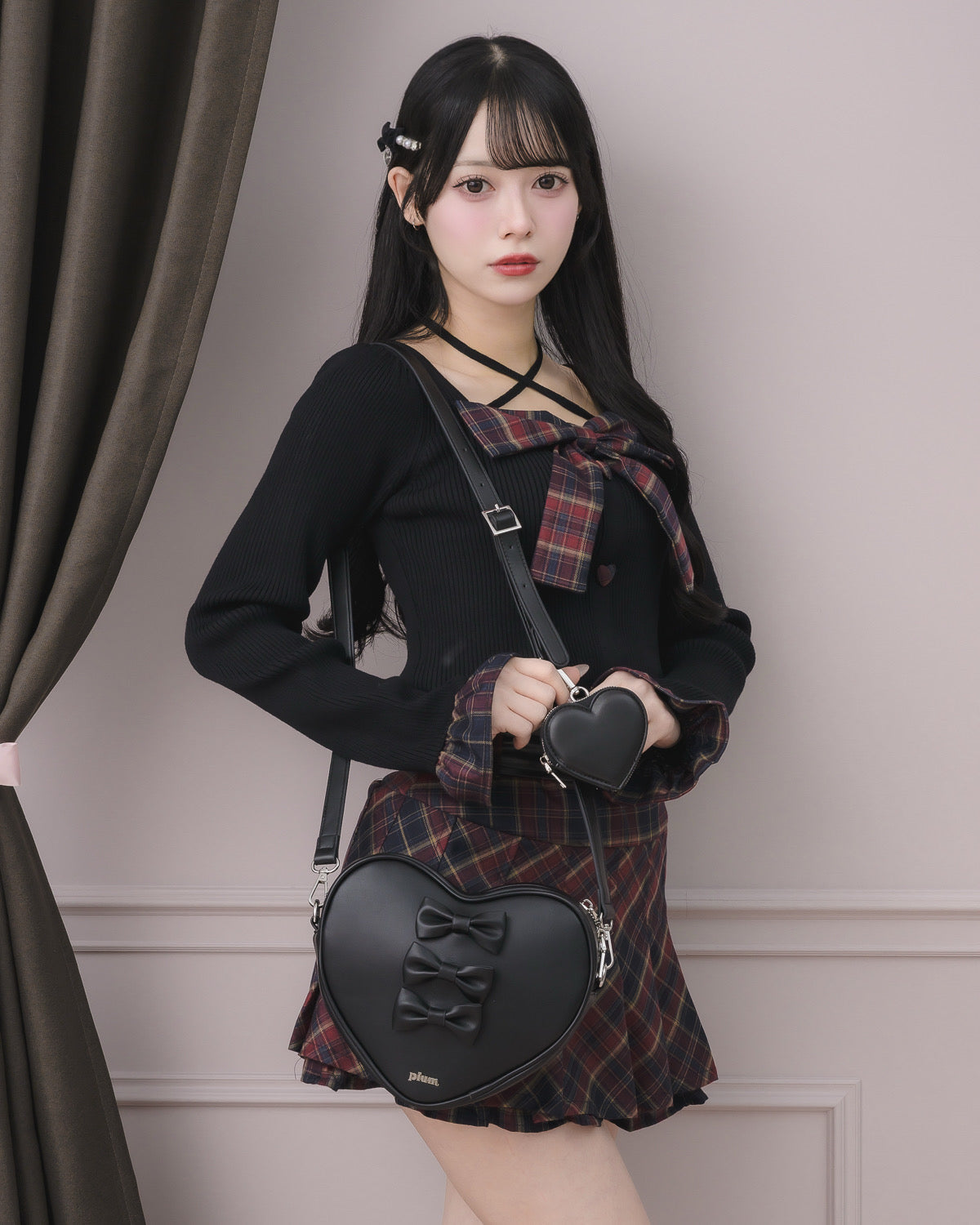 ミニポーチ付きリボンハートバッグ – pium