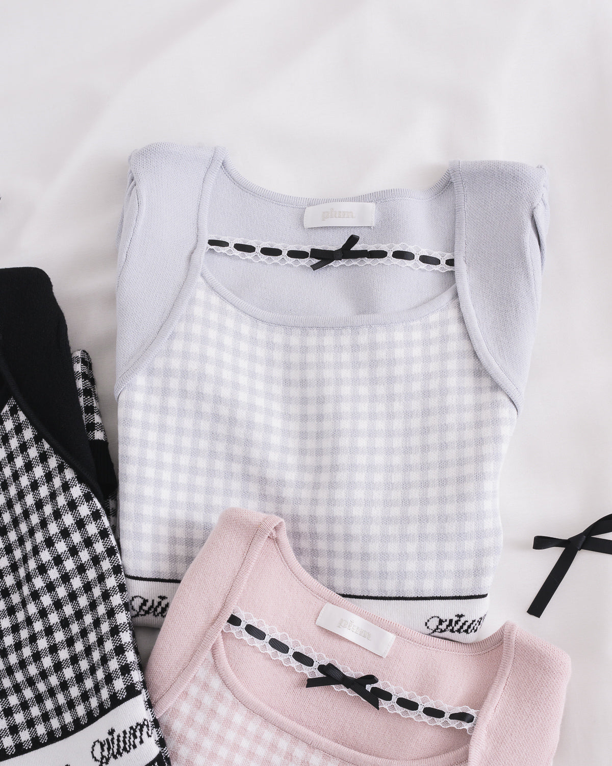 レーステープギンガムニットワンピース – pium